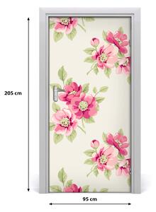 Samolepiace fototapety na dvere ružové kvety 95x205 cm