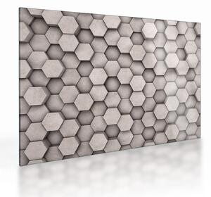 Sklenený obraz - Hexagóny v betónovom dizajne (70x50 cm)