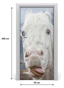 Samolepiace fototapety na dvere Šialený biely kôň 95x205 cm