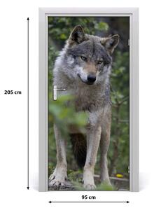Samolepiace fototapety na dvere Vlk v lese 95x205 cm