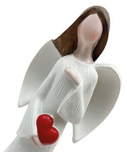 Anjel biely s červeným srdcom 21 cm Prodex JY21101112