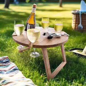 Mango Piknikový tác-stolík ø 39,5 cm, drevo ORION 153878