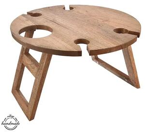 Mango Piknikový tác-stolík ø 39,5 cm, drevo ORION 153878