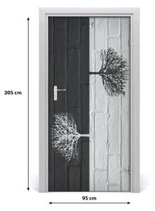 Samolepiace fototapety na dvere Stromy na stene 95x205 cm