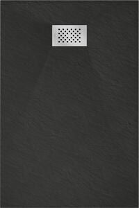 Mexen Hugo, obdĺžniková sprchová vanička SMC 90 x 70 cm, čierna, oceľová krytka, 42707090-X