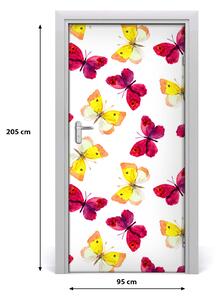 Samolepiace fototapety na dvere farební motýle 95x205 cm