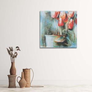 Obraz na plátne Červené tulipány vo váze Rozmery: 30 x 30 cm