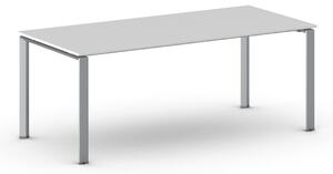 Rokovací stôl PRIMO INFINITY so sivostriebornou podnožou 2000 x 900 x 750 mm, biela