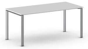 Rokovací stôl PRIMO INFINITY so sivostriebornou podnožou 1800 x 900 x 750 mm, biela