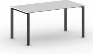 Rokovací kancelársky stôl PRIMO INFINITY, 160x80 cm, čierna podnož, biela