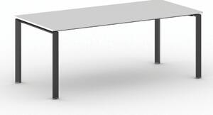 Rokovací stôl PRIMO INFINITY s čiernou podnožou 2000 x 900 x 750 mm, biela