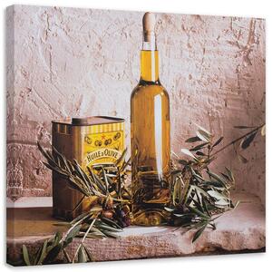 Obraz na plátne Olivový olej na stole Rozmery: 30 x 30 cm