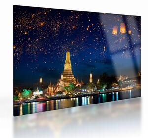 Sklenený obraz - Lampióny šťastia, Bangkok (70x50 cm)