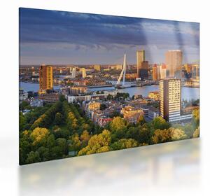 Sklenený obraz - Panorama Rotterdamu, Holandsko (70x50 cm)