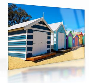 Sklenený obraz - Pláž Brighton, Melbourne, Austrália (70x50 cm)