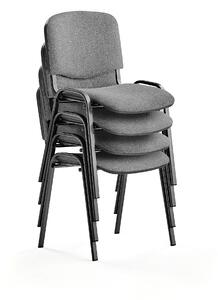 Konferenčná stolička NELSON, 4 ks, svetlošedá látka, čierna