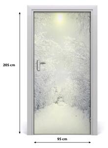 Fototapeta na dvere samolepiace les zima 95x205 cm