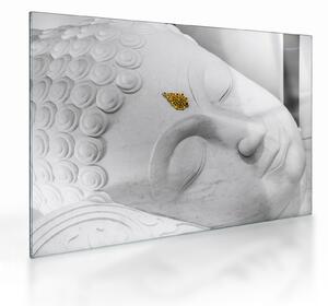 Sklenený obraz - Biely Budha (70x50 cm)
