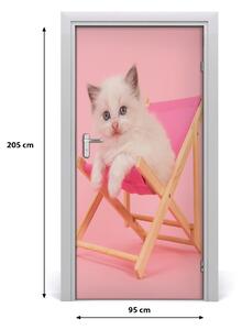 Samolepiace fototapety na dvere Mačka na lehátku 95x205 cm