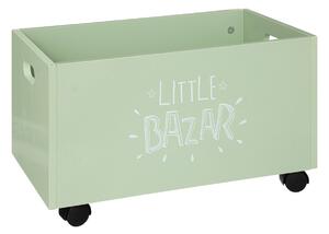 Atmosphera for Kids Detský drevený box na kolieskach zelený 28x48x28 cm