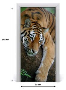 Samolepiace fototapety na dvere tiger na strome 95x205 cm
