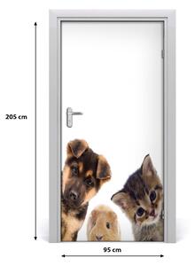 Samolepiace fototapety na dvere domáce zvieratá 95x205 cm