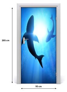 Samolepiace fototapety na dvere obrys žralokov 95x205 cm