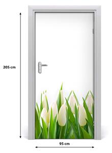 Fototapeta na dvere biele tulipány 95x205 cm