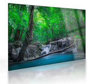 Sklenený obraz - Vodopád Erawan, Kanchanaburi, Thajsko (70x50 cm)
