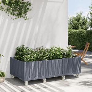 Záhradný kvetináč s kolieskami sivý 150x80x54 cm PP