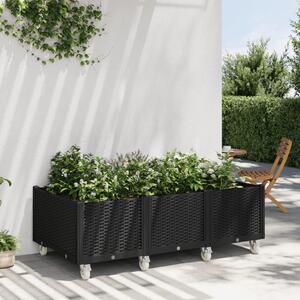 Záhradný kvetináč s kolieskami čierny 150x80x54 cm PP