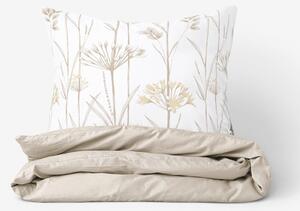 Goldea bavlnené posteľné obliečky duo - okrasné rastliny s latte 150 x 200 a 50 x 60 cm