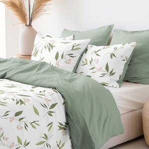 Goldea bavlnené posteľné obliečky duo - vôňa jazmínu s šalvejovo zelenou 220 x 200 a 2ks 70 x 90 cm (šev v strede)