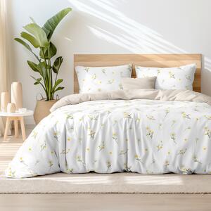 Goldea bavlnené posteľné obliečky duo - harmanček s latte 200 x 200 a 2ks 70 x 90 cm (šev v strede)