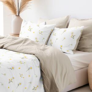 Goldea bavlnené posteľné obliečky duo - harmanček s latte 200 x 200 a 2ks 70 x 90 cm (šev v strede)