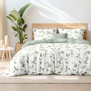 Goldea bavlnené posteľné obliečky duo - vôňa jazmínu s šalvejovo zelenou 200 x 200 a 2ks 70 x 90 cm (šev v strede)