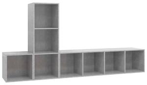 3-dielna súprava TV skriniek betónovo-sivá drevotrieska