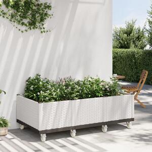 Záhradný kvetináč s kolieskami biely 150x80x54 cm PP