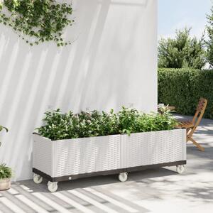Záhradný kvetináč s kolieskami biely 160x50x54 cm PP
