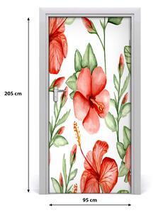 Samolepiace fototapety na dvere tropické kvety 95x205 cm
