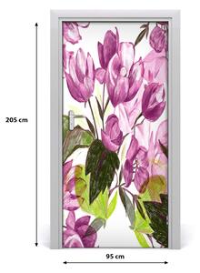 Samolepiace fototapety na dvere fialové kvety 95x205 cm