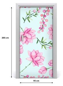 Samolepiace fototapety na dvere kvety a jahody 95x205 cm