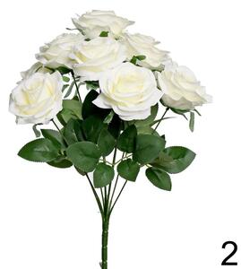 Kytica ruží BIELA 43cm 218392B - Umelé kvety