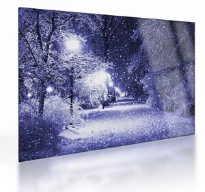 Sklenený obraz - Čarovná zimná noc (70x50 cm)