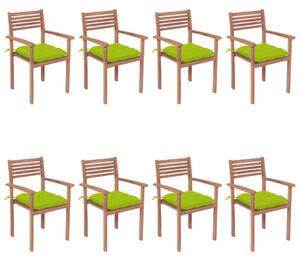 Stohovateľné záhradné stoličky s podložkami 8 ks tíkový masív