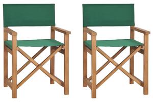 Skladacie režisérske stoličky 2 ks zelené tíkový masív