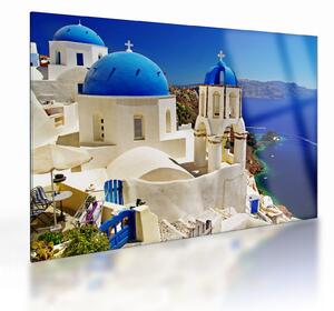 Sklenený obraz - Santorini, Grécko (70x50 cm)