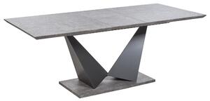 Rozkladací jedálenský stôl sivá a čierna MDF 160/200 x 90 cm s betónovým vzhľadom pre 8 osôb obývačka jedáleň industriálny štýl