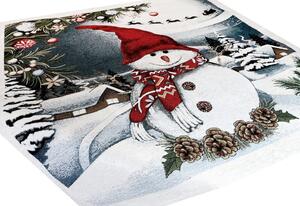 Vianočný gobelínový obrus na stôl Snehuliak 90x90 cm Chenille IT07