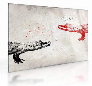 Sklenený obraz - Krokodíly (70x50 cm)